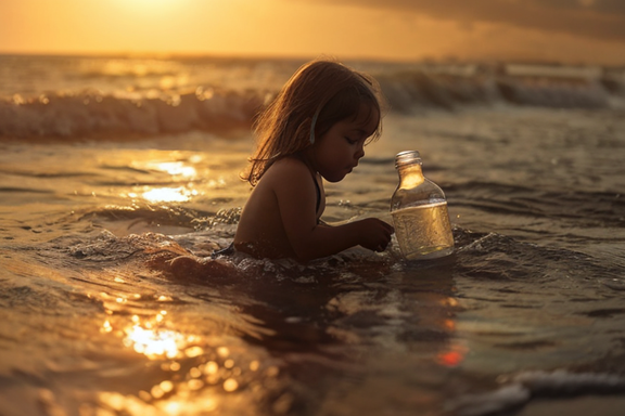 "Niña bebiendo agua en un día caluroso: prevención de la deshidratación infantil en verano.
