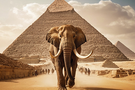 La sorprendente coexistencia de mamuts y pirámides egipcias en esta fascinante imagen arqueológica. ¡Explora la historia como nunca antes!