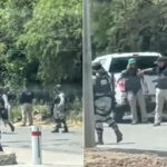 Imagen del operativo en Aldama donde la Guardia Nacional arresta a policías ministeriales, acusados de transportar gasolina "huachicol". Los agentes fueron llevados a la Fiscalía General de la República.