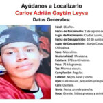 Joven desaparecido en Nuevo Casas Grandes, Chihuahua. Reporta cualquier información sobre Carlos Adrián Gaytán Leyva.