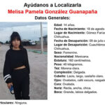 Foto de Melisa Pamela González Guanapaña, menor desaparecida en Cuauhtémoc, Chihuahua.