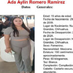 Foto de Ada Aylin Romero Ramírez, desaparecida en Nuevo Casas Grandes, Chihuahua, el 27 de julio.