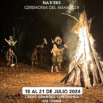 Participantes celebrando en la fogata del II Festival de Apachería en Casas Grandes, Chihuahua.