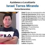 Israel Torres Miranda, de 31 años, desapareció el 10 de agosto de 2024 en Puerto Palomas de Villa, Chihuahua. Vestía sudadera gris, playera negra, pantalón verde y botas negras. Las autoridades solicitan información sobre su paradero para ayudar en su búsqueda y localización urgente.