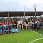 Inauguración de la cancha de fútbol rápido "Felipe Luna" en Galeana, con pasto sintético y apoyo del presidente municipal Ammón Dayer LeBaron Tracy.