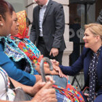 Gobernadora de Chihuahua, Maru Campos, durante el evento de firma del Compromiso por la Paz en el marco de los Diálogos Nacionales por la Paz.