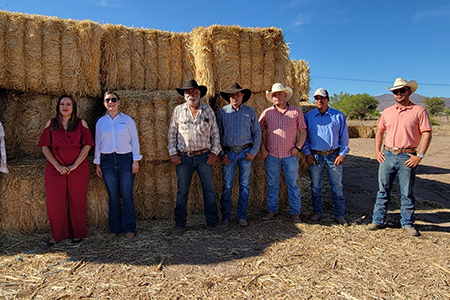 Edith Escárcega entrega pacas de paja a 40 productores y ganaderos en Nuevo Casas Grandes, como parte de un programa estatal de apoyo.