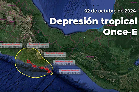 La depresión tropical en el Pacífico amenaza a Oaxaca y Chiapas con lluvias torrenciales y vientos que podrían generar deslaves e inundaciones.