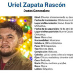 Se ofrece recompensa de $200,000 por información veraz que conduzca a localizar a Uriel Zapata Rascón, desaparecido en Nuevo Casas Grandes, Chihuahua.