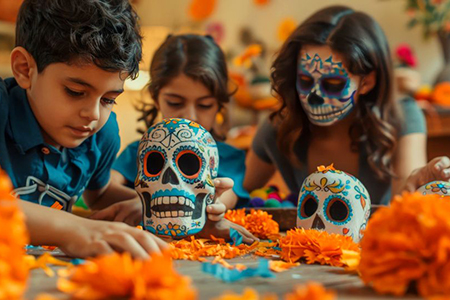 Altares de Día de Muertos con seguridad: velas y flores en bases estables y lejos de materiales inflamables, para disfrutar la tradición sin riesgos.