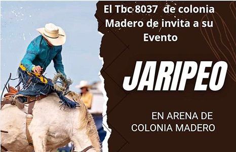 Jaripeo en Colonia Madero el domingo 10 de noviembre en apoyo al Telebachillerato TBC 8037, un evento familiar para disfrutar y colaborar con la educación.