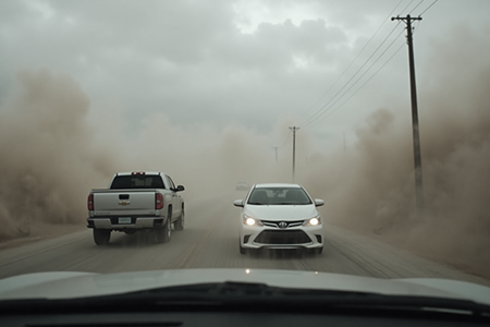 Intensa tolvanera afecta la carretera a Ascensión en Chihuahua, reduciendo la visibilidad y representando un riesgo para los conductores. Unidades de emergencia se movilizan en la zona para asistir en caso de incidentes.