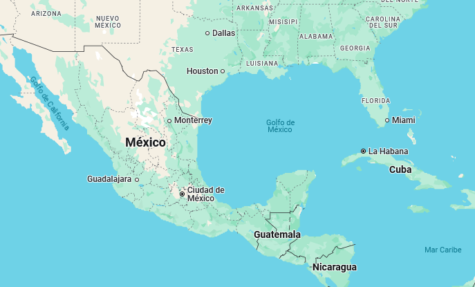 Google Maps aún muestra el nombre "Golfo de México" fuera de EE.UU. En Estados Unidos, el mapa podría referirse a este cuerpo de agua como "Golfo de América".