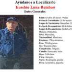 Eusebio Luna Rembao, de 63 años, desapareció en la comunidad de La Norteña, municipio de Madera, Chihuahua. Fiscalía solicita ayuda para localizarlo.